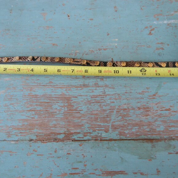 TORY BURCH BROWN/SNAKE PRINT LEATHER WRAP BRACELET GOLD LOGO - Picture 4 of 5